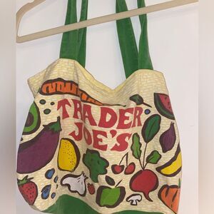 TRADER JOES Colorful Fruit Vegetable Reusable Shopping Bag Canvas Cloth Tote